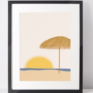 Wall Art Abstract Summer Sunset Print Poster Illustration Unframed